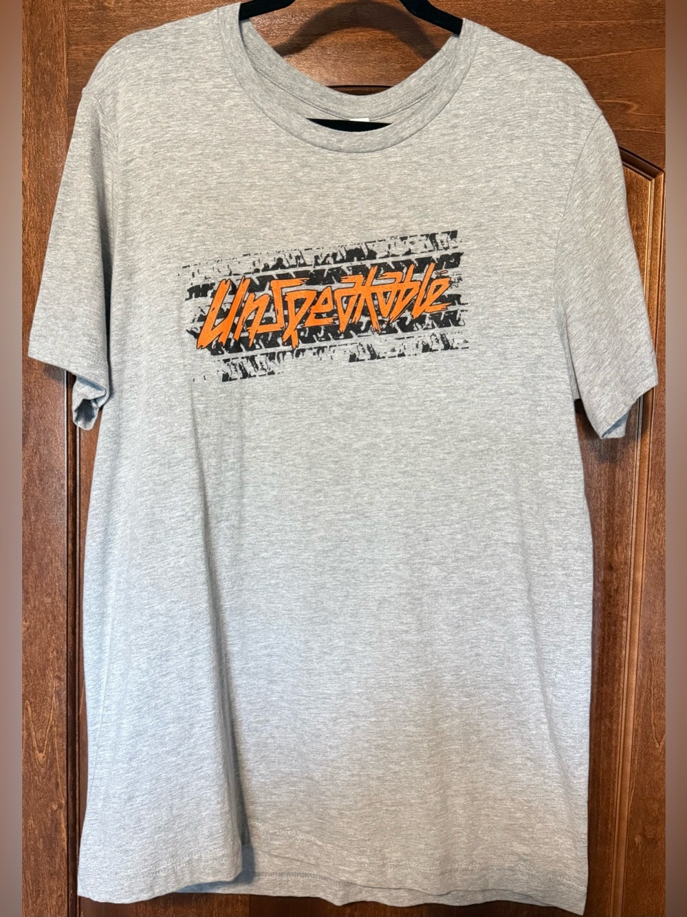Unspeakable Graphic Logo T-Shirt Gray Orange Men’s Large Bella + Canvas